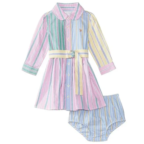 [NWOT] Polo Ralph Lauren Belted Cotton Oxford Fun Shirtdress - Size 12 Months - Picture 2 of 9